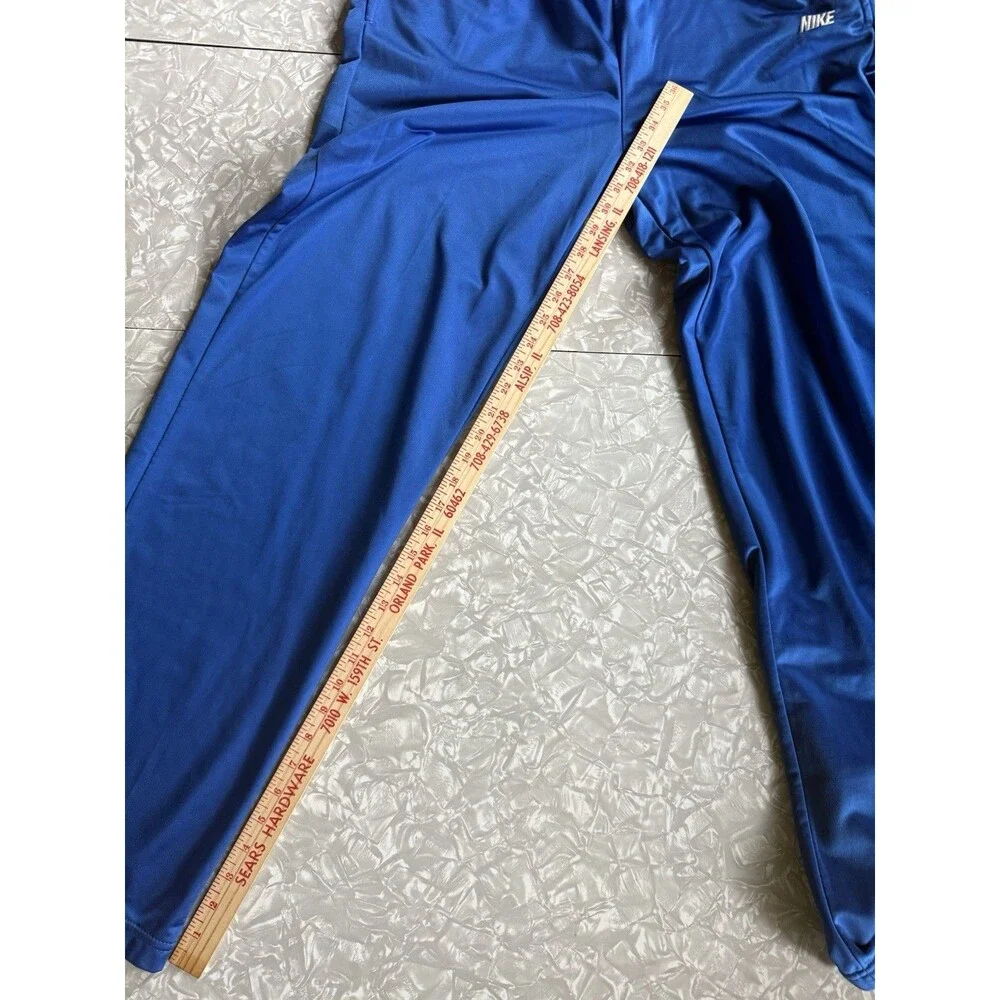 Vintage 90s Nike Men’s Blue Track Pants L‎ Solid Drawstring Elastic Waist